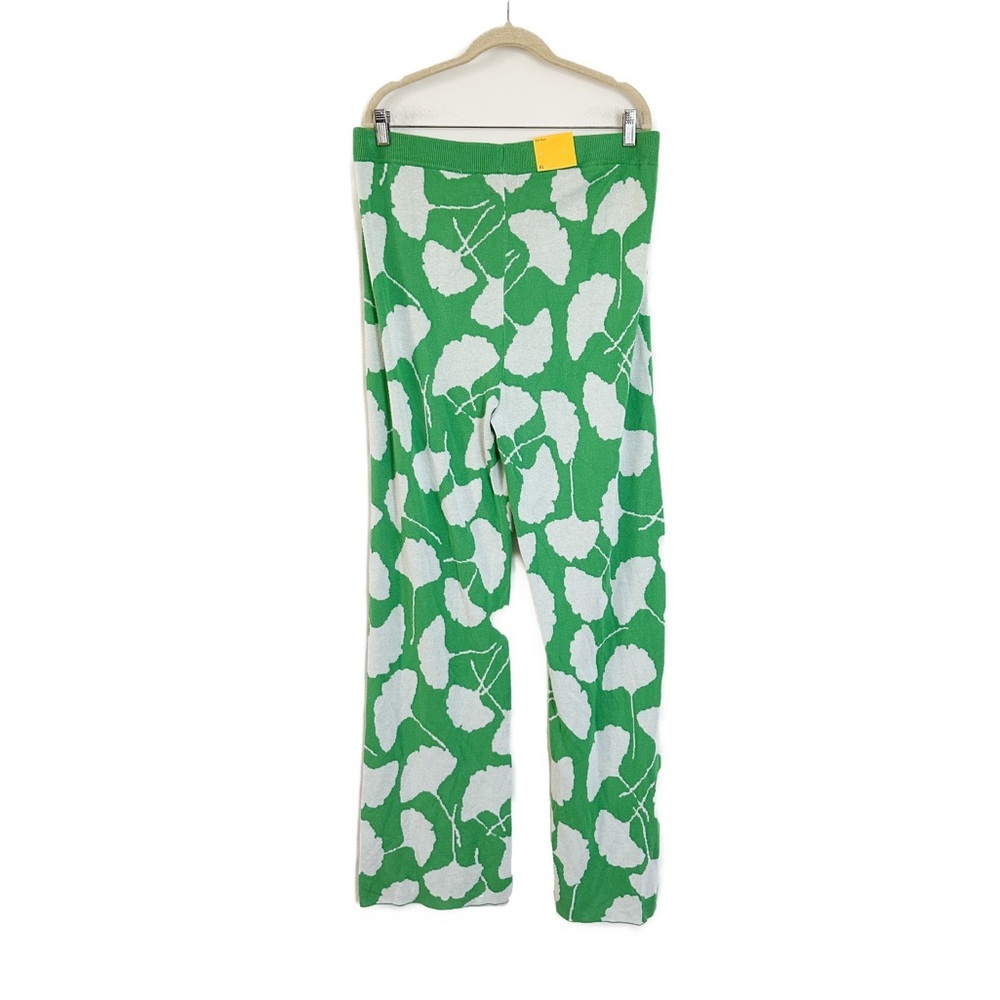 Diane Von Furstenberg Target High Waisted Ginkgo Green Flare Knit Pants Size XL - Picture 5 of 5